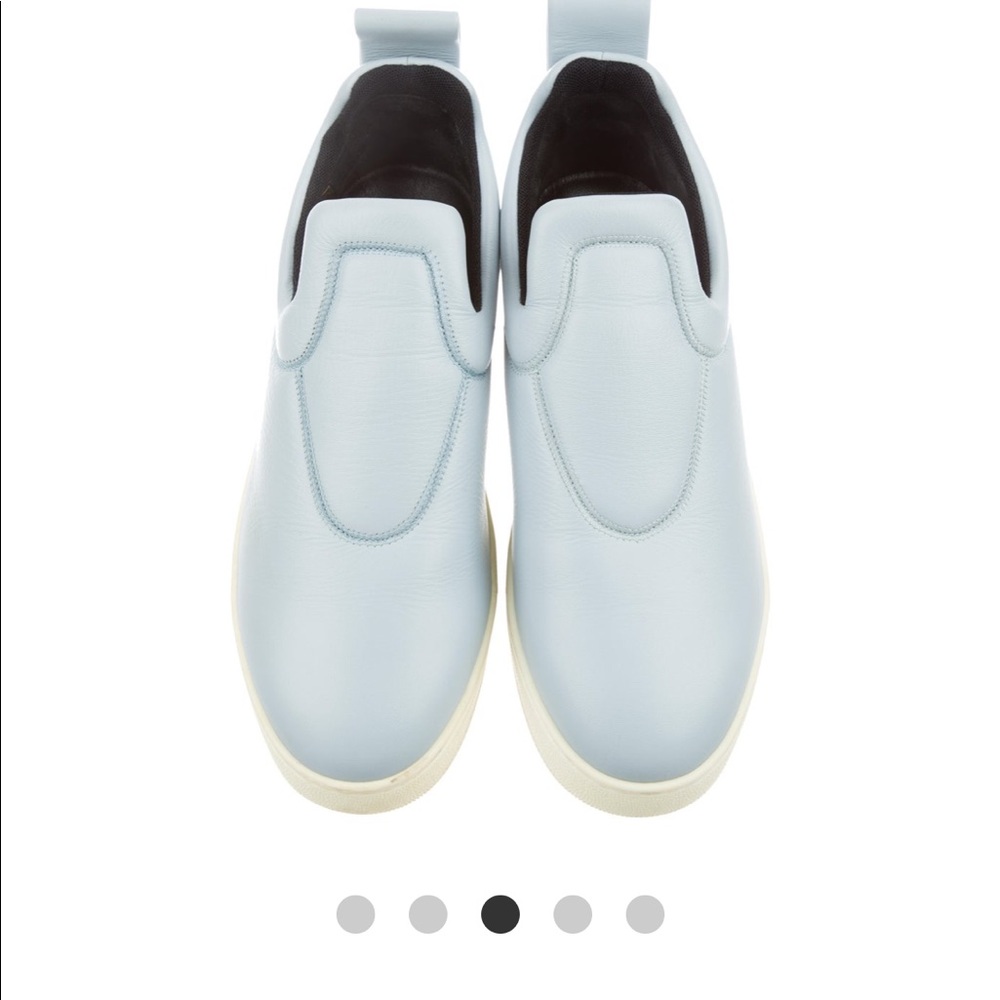 Celine Leather Sky Blue Slip-On Sneakers